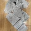 Pyjama Boutonnée En Satin " Gris " Demi-manche