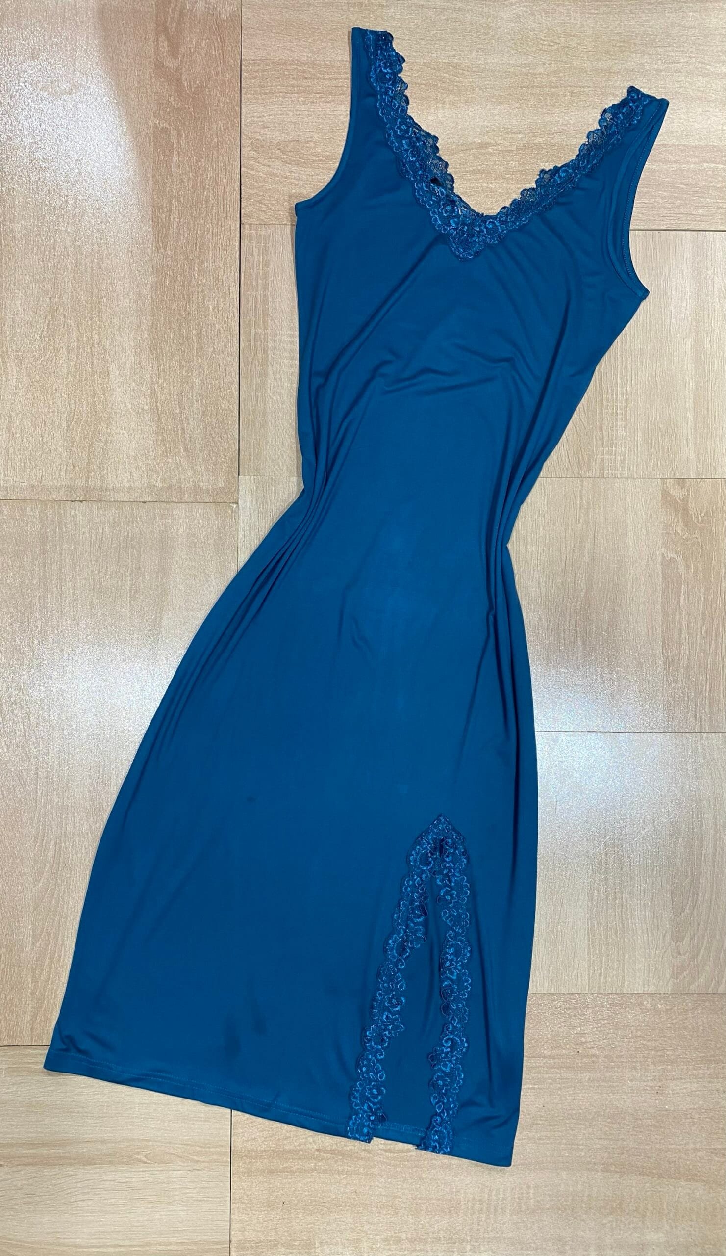 Nuisette En Cotton " Bleu- vert " long -