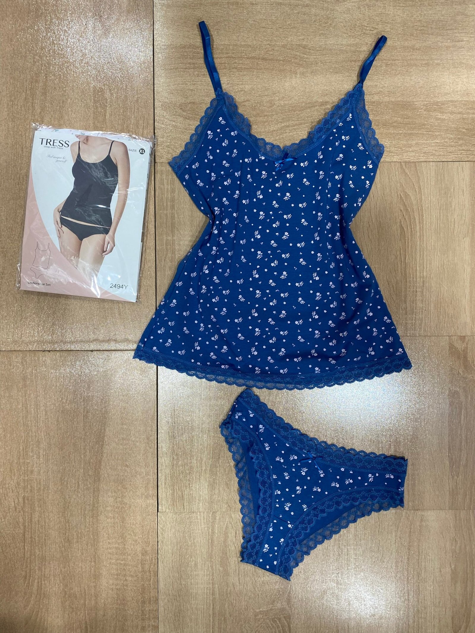 Bustier - Culotte ' Bleu a fleurs ' Tress