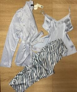 Pyjama 3 pièces " Zébré " Bleu-gris