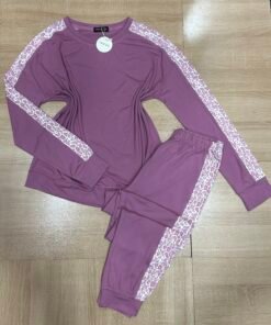 Pyjama Manche Longue ' Mauve ' détail léopard