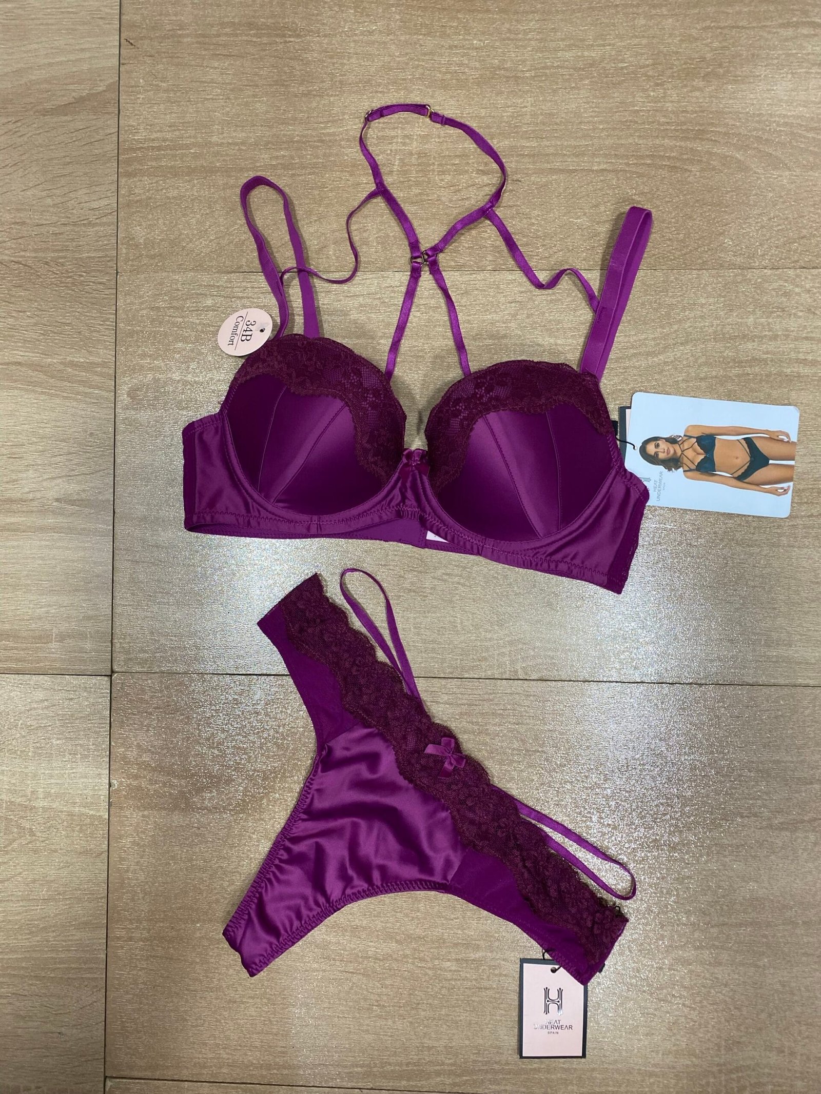 Ensemble 2 Pcs ' Aubergine ' en satin