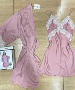 Nuisette Peignoir ' Bois de rose ' en satin
