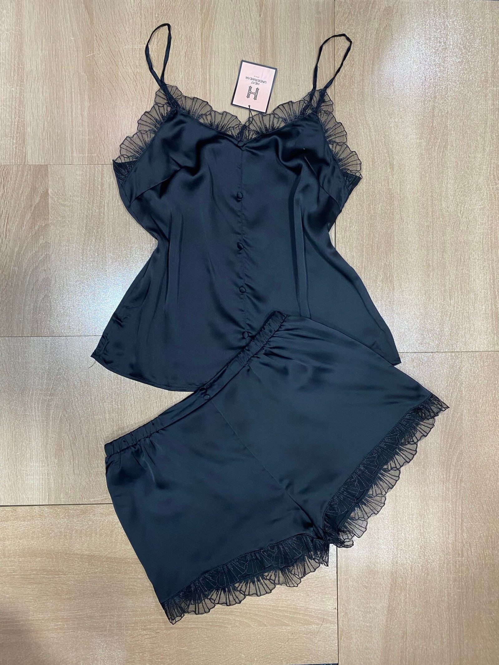 Short Bustier ' Noir ' En Satin