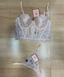 Ensemble Corset-String  " pêche "