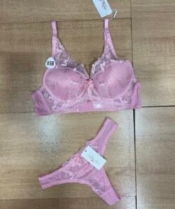 Ensemble Soutien - String " Rose " détails en dentelle