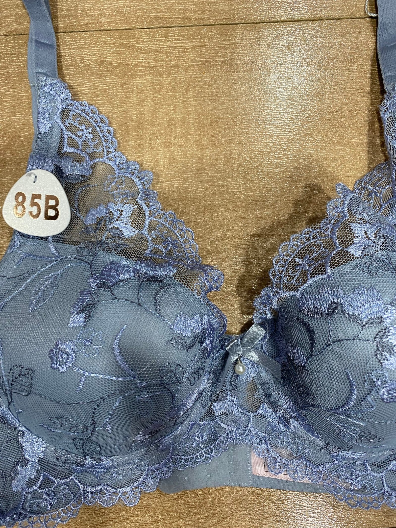 Ensemble Soutien - String " Bleu " détails en dentelle – Image 2
