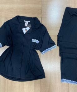 Pyjama demi-manche ' Noir 'Boutonnée