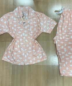 pyjama Boutonnée ' Saumon Canard ' demi manche