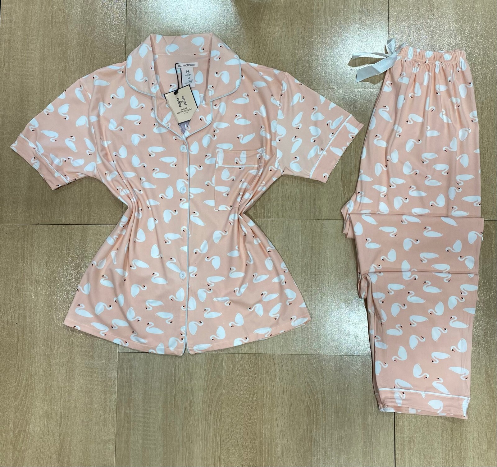 pyjama Boutonnée ' Saumon Canard ' demi manche