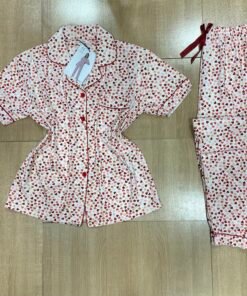 pyjama Boutonnée ' Petit cœur Coloré ' demi manche