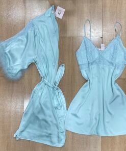 Ensemble Nuisette Peignoir ' Vert D'eau  '