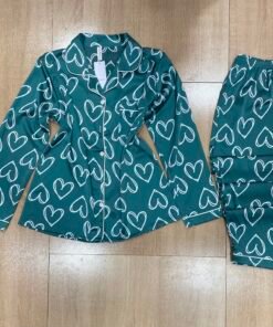 Pyjama Boutonnée ' Vert Cœur '