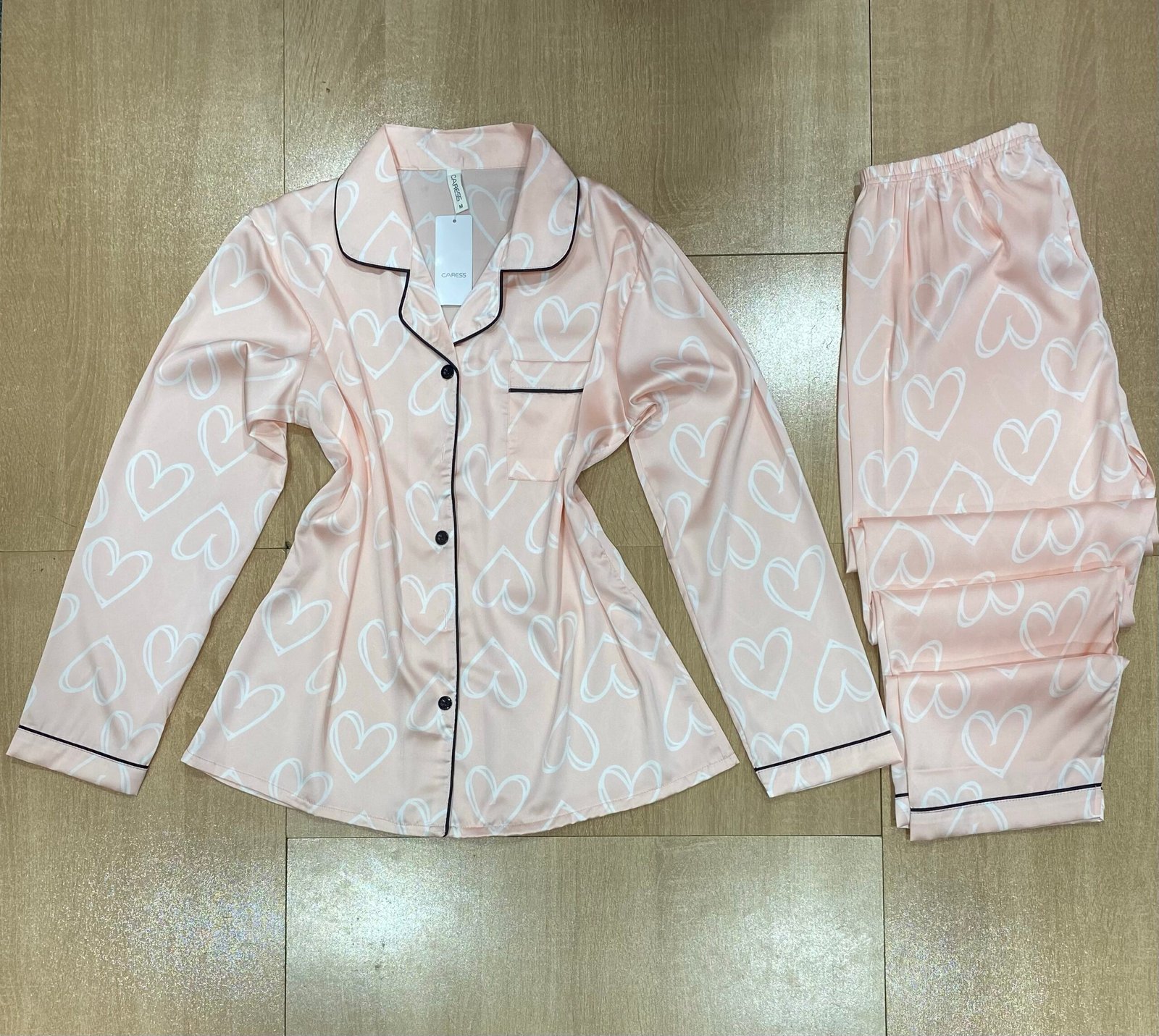 Pyjama Boutonnée ' Rose Clair Cœur '