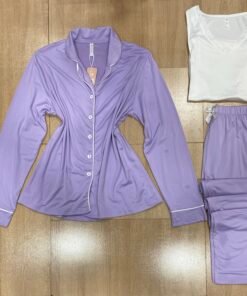 Pyjama 3 pièces en cotton ' Mauve '