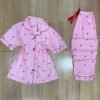 Pyjama Boutonnée 'Rose cœur rouge  ' Demi-manche