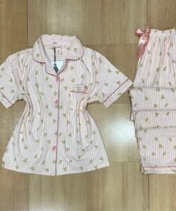 Pyjama Boutonnée ' Oursons à rayure ' Demi-manche