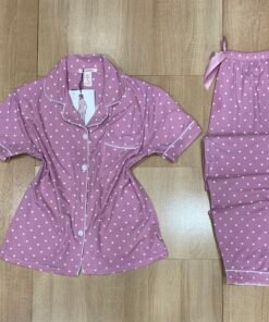 Pyjama Boutonnée ' Mauve petit pois ' Demi-manche