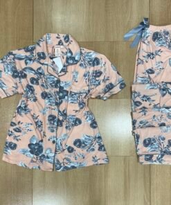 Pyjama Boutonnée ' Pêche à fleurs ' Demi-manche