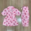 Pyjama Boutonnée ‘ Rose cœur love ‘ demi manche
