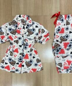 Pyjama Boutonnée ' Beige motif ' Demi-manche