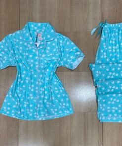 Pyjama Boutonnée ' Vert coeur ' Demi-manche