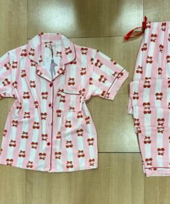 Pyjama Demi manche ' Cerise a rayure  '