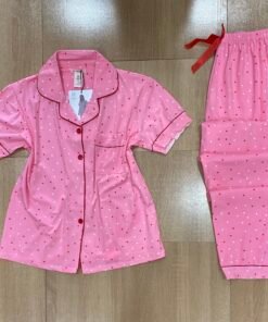 Pyjama Demi manche ' Rose petit pois coloré '