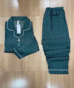 Pyjama Boutonnée ' Vert ' manche longue