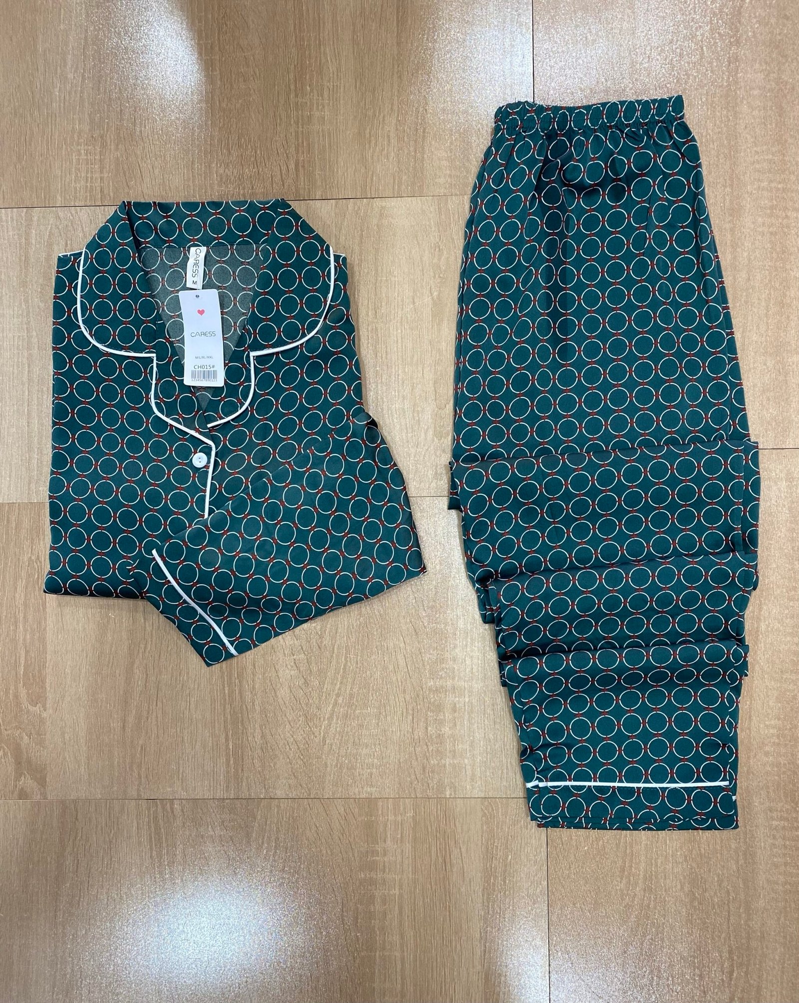 Pyjama Boutonnée ' Vert ' manche longue