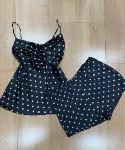 Bustier Short En Satin ' Noir ' petit pois