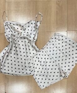 Bustier Short En Satin ' Beige ' petit pois