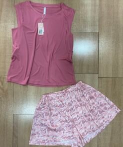 Pyjama Short ' Rose ' Sans manches