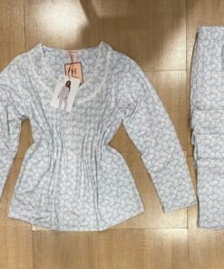 Pyjama Manche Longue ' Bleu a fleurs '