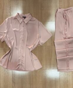 Pyjama Boutonnée  ‘ Rose  ‘ en satin