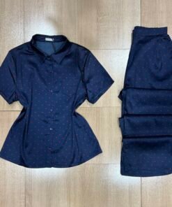 Pyjama Boutonnée ' Bleu coccinelle ' En Satin