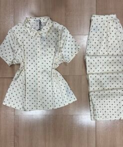 Pyjama Boutonnée ' Beige coccinelle ' En Satin