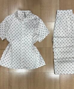 Pyjama Boutonnée ' Blanc coccinelle ' En Satin