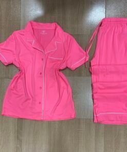 Pyjama Boutonnee " Saumon flashi " demi manche