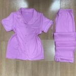 Pyjama Boutonnee " Mauve " demi manche