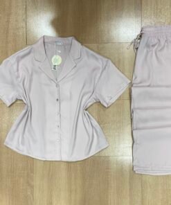 Pyjama Boutonnée ‘ Rose poudré‘ En Satin
