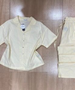 Pyjama Boutonnée ‘ Jaune‘ En Cotton