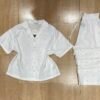 Pyjama Boutonnée ‘ Blanc ‘ En Cotton