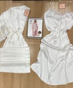 Nuisette Peignoir En Satin Long ‘ Blanc ´