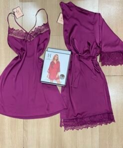 Nuisette Peignoir En satin ‘ Aubergine ‘