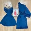 Nuisette Peignoir En satin ‘ Bleu-vert‘
