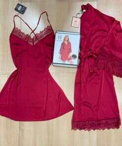 Nuisette Peignoir En satin ‘ Rouge ‘