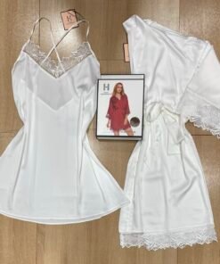 Nuisette Peignoir En satin ‘ Blanc ‘