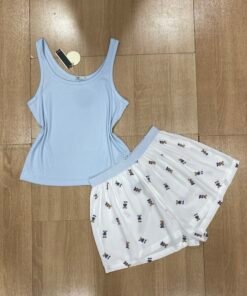 Débardeur Short En Cotton ‘ Bleu´