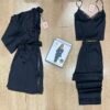 Ensemble 3 Pieces En Satin " Noir "